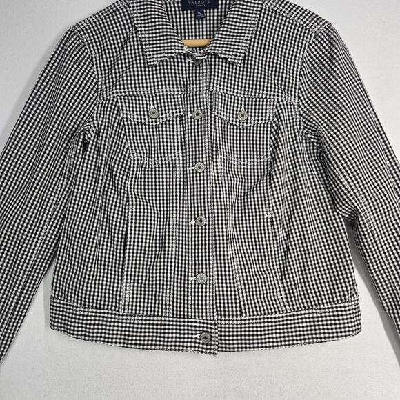 NEW Talbots Gingham Jacket Sz PM Black White Button Front Pockets Classic - Picture 3 of 14